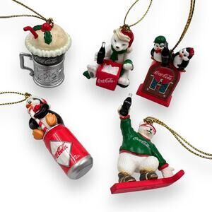 Lot of Mini Coca-Cola Bear Christmas Ornaments Penguin Coke